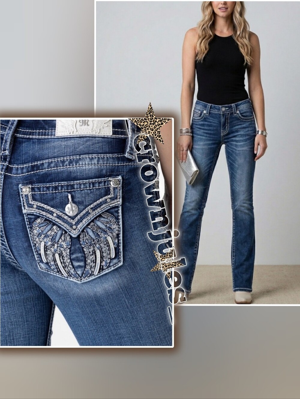 Miss Me Jeans Angel Wing Embellished 29 Women Easy Straight